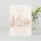 Invitation Mariage Paysage Désertique Boho Occidental de Cact (Debout devant)
