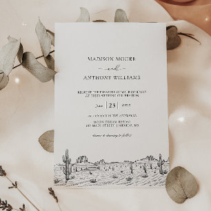 Invitation Mariage Paysage Désertique Minimaliste Cactus