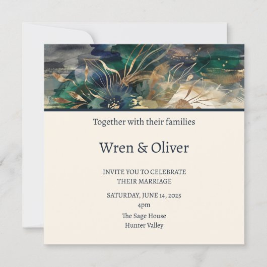 Invitation Mariage Paysage Émeraude (Devant)