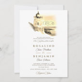 Invitation Mariage paysager Chic Gold Watercolor (Devant)