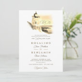 Invitation Mariage paysager Chic Gold Watercolor (Debout devant)
