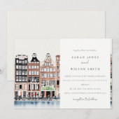 Invitation Mariage paysager du canal néerlandais d'Amsterdam (Devant / Derrière)
