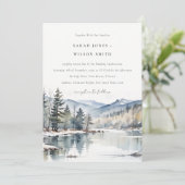 Invitation Mariage paysager du lac de la neige d'hiver (Debout devant)