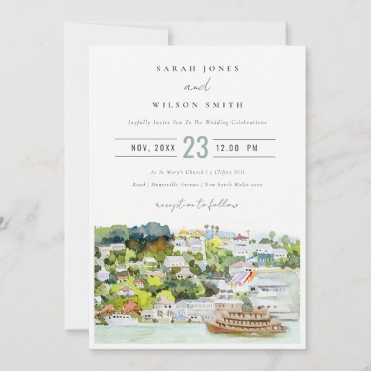 Invitation Mariage paysager Elegant River Cruise Country (Devant)