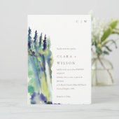 Invitation Mariage paysager minimal de pin doux (Debout devant)