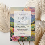 Invitation Mariage paysager Rustic Mountain Fleur sauvage<br><div class="desc">Paysage de montagne rustique avec design fleur sauvage aquarelle. Personnalisez avec tous vos détails pour une invitation de mariage personnalisée.</div>