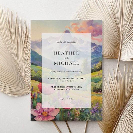 Invitation Mariage paysager Rustic Mountain Fleur sauvage