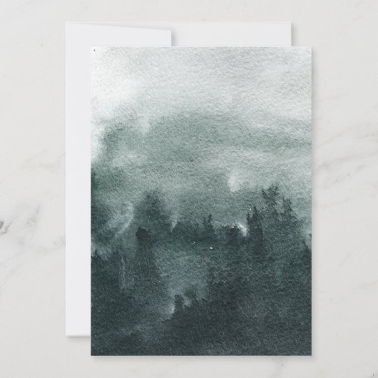 Invitation Mariage paysager vert de la forêt d'aquarelle Abst (Dos)