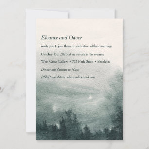 Invitation Mariage paysager vert de la forêt d'aquarelle Abst
