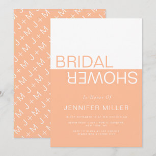 Invitation Mariage peach couleur bloc bridal shower