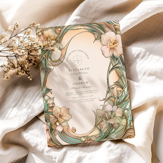 Invitation Mariage Peach Cream Bloom