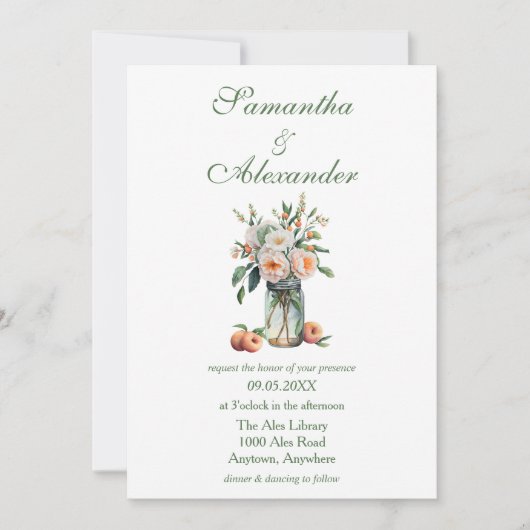 Invitation Mariage Peach Mason Jar (Devant)