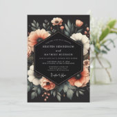 Invitation Mariage Peach Noir Bloom (Debout devant)