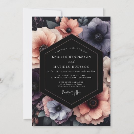 Invitation Mariage Peach & Slate Moody Bloom (Devant)