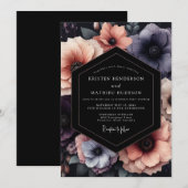 Invitation Mariage Peach & Slate Moody Bloom (Devant / Derrière)
