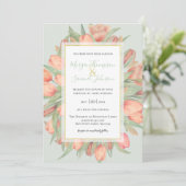 Invitation Mariage Peacht rose et pinte de printemps Tulips (Debout devant)