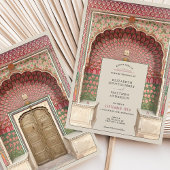 Invitation Mariage Peacock Arch Motif de luxe inspiré par l'I