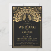 Invitation Mariage Peacock Art Déco (Devant)