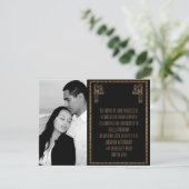 Invitation Mariage Peacock Art Déco noir et or (Debout devant)