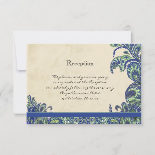 Invitation Mariage Peacock bleu et vert (Devant)