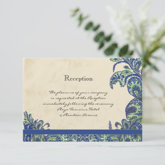 Invitation Mariage Peacock bleu et vert (Debout devant)