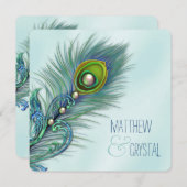 Invitation Mariage Peacock bleu pourpre et Turquoise (Devant / Derrière)