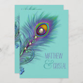 Invitation Mariage Peacock bleu pourpre et Turquoise (Devant / Derrière)