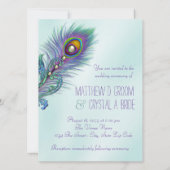Invitation Mariage Peacock bleu pourpre et Turquoise (Dos)