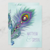 Invitation Mariage Peacock bleu pourpre et Turquoise (Devant / Derrière)