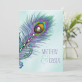 Invitation Mariage Peacock bleu pourpre et Turquoise (Debout devant)