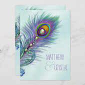 Invitation Mariage Peacock bleu pourpre et Turquoise (Devant / Derrière)