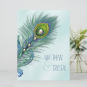 Invitation Mariage Peacock bleu pourpre et Turquoise (Debout devant)