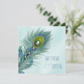 Invitation Mariage Peacock bleu pourpre et Turquoise (Debout devant)