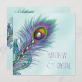 Invitation Mariage Peacock bleu pourpre et Turquoise (Devant / Derrière)