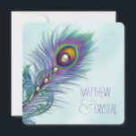 Invitation Mariage Peacock bleu pourpre et Turquoise<br><div class="desc">Belles invitations de mariage lavande violet et bleu paon turquoise. Cet élégant faire-part de mariage de paon bleu turquoise est facilement customisé pour votre événement avec votre choix de style de police, de couleur et de libellé à l'avant et à l'arrière. Il s'agit d'un graphisme imprimé sans vrais bijoux, bijoux,...</div>