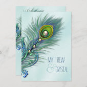 Invitation Mariage Peacock bleu pourpre et Turquoise (Devant / Derrière)