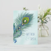 Invitation Mariage Peacock bleu pourpre et Turquoise (Debout devant)
