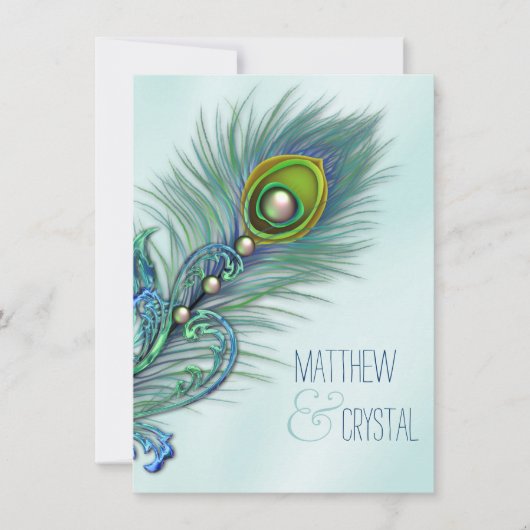 Invitation Mariage Peacock bleu pourpre et Turquoise (Devant)