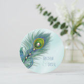 Invitation Mariage Peacock bleu pourpre et Turquoise (Debout devant)