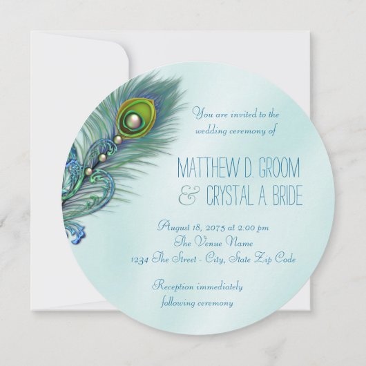 Invitation Mariage Peacock bleu pourpre et Turquoise (Dos)