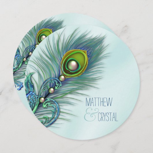 Invitation Mariage Peacock bleu pourpre et Turquoise (Devant / Derrière)