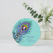 Invitation Mariage Peacock bleu pourpre et Turquoise (Debout devant)