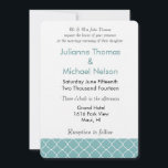 Invitation Mariage Peacock Blue Quatrefoil<br><div class="desc">Peacock Blue Quatrefoil invite à un mariage élégant</div>