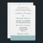 Invitation Mariage Peacock Blue Quatrefoil<br><div class="desc">Peacock Blue Quatrefoil invite à un mariage élégant</div>