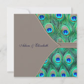 Invitation Mariage Peacock Brown et bleu (Devant)