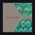 Invitation Mariage Peacock Brown et bleu<br><div class="desc">Elégant vert émeraude,  bleu royal et plumes de paon turquoise faire-part de mariage. Customisez avec votre choix de style de police et de couleur de police.</div>