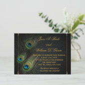 Invitation Mariage Peacock en or noir (Debout devant)