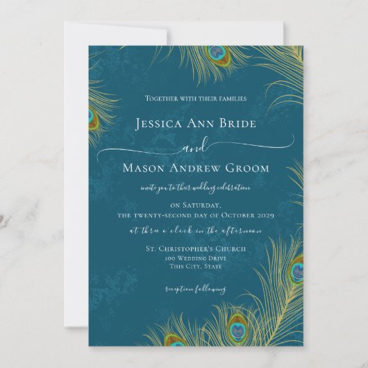 Invitation Mariage Peacock Feathers (Devant)