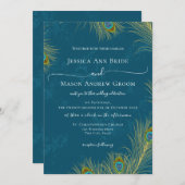 Invitation Mariage Peacock Feathers (Devant / Derrière)