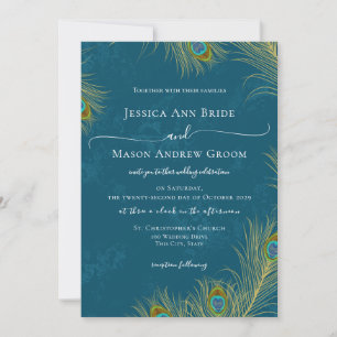 Invitation Mariage Peacock Feathers
